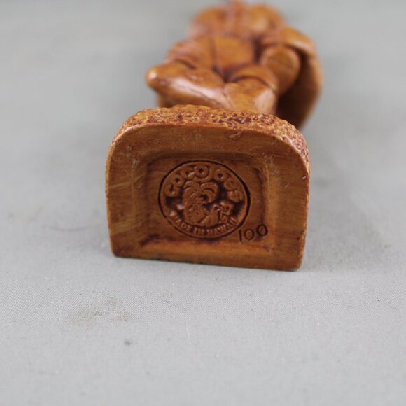 Vintage Tiki Bottle Opener - Coco Joe with a Rum Bottle - Hapa Wood - Picture 10 of 10